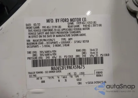 2022 Ford Ecosport S from USA, damaged, VIN MAJ6S3FL9NC459675